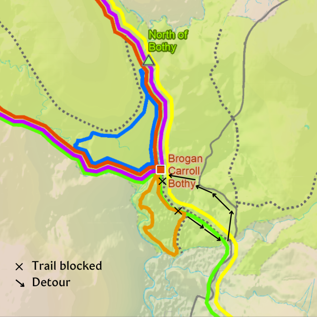 Part of Wild Nephin National Park's trails map showing the detour for Vary's Loop.