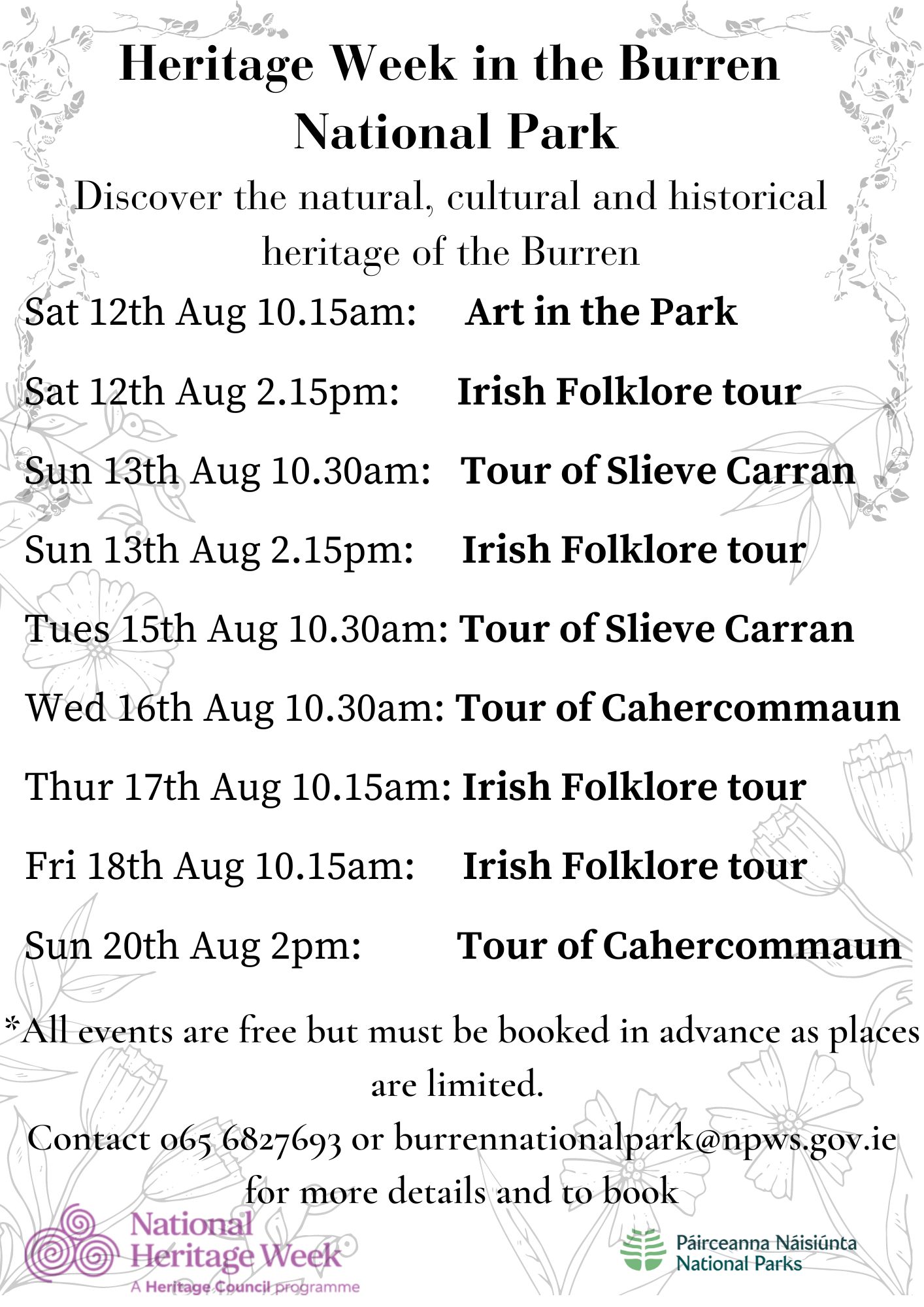 Heritage Week Events - National Parks of Ireland